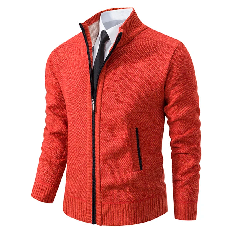 Men's Fleece Warm Zipper Cardigan – Stand Collar Sports Coat