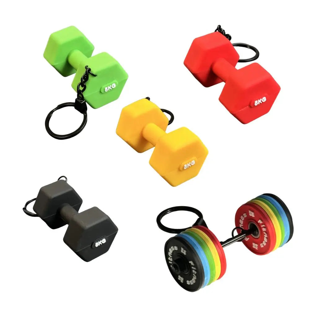 Novelty PVC Mini Barbell Keychain Barbell Sheet Exquisite Bag Pendant Fitness Equipment Accessories Gym Feedback Gift Girl