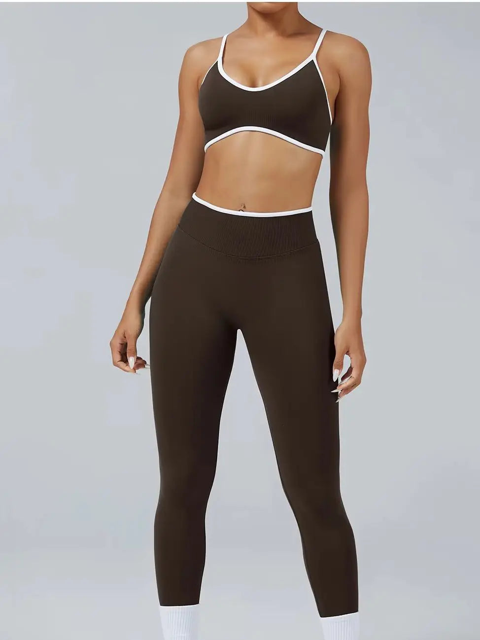 Women's Color Block Yoga Set – Sports Bra & High Waist Shorts