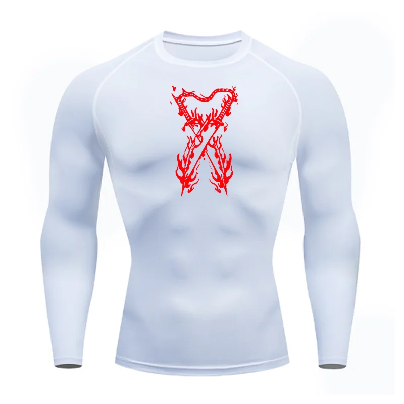 Graphic Compression Shirts for Men Athletic Quick Dry Stretch Tshirts Tops Gym Workout Running Baselayers Undershirts Rash Guard