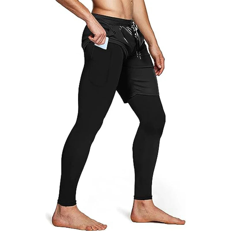 Men's 2-in-1 Sport Pants – Athletic Training Tracksuit Jogging Trousers