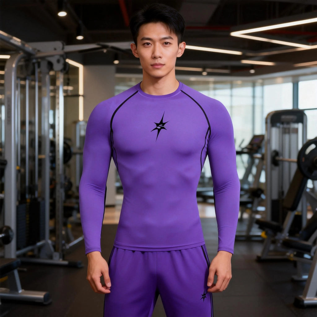 Men's Compression Running T-Shirt Long Sleeve Tight Fitting Fitness Sportswear Training Jogging Top Gym Dry Rashguard