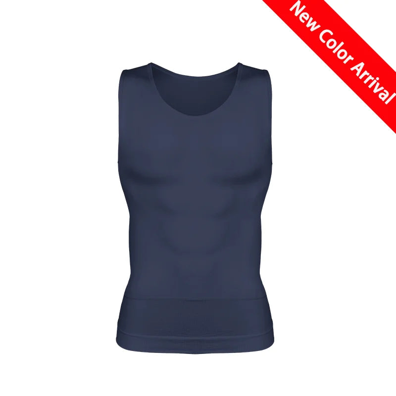 Compression Shirts Men Tummy Control Shapewear Compression Shirt Flat Belly Abdomen Slim Vest Waist Trainer Fitness Workout