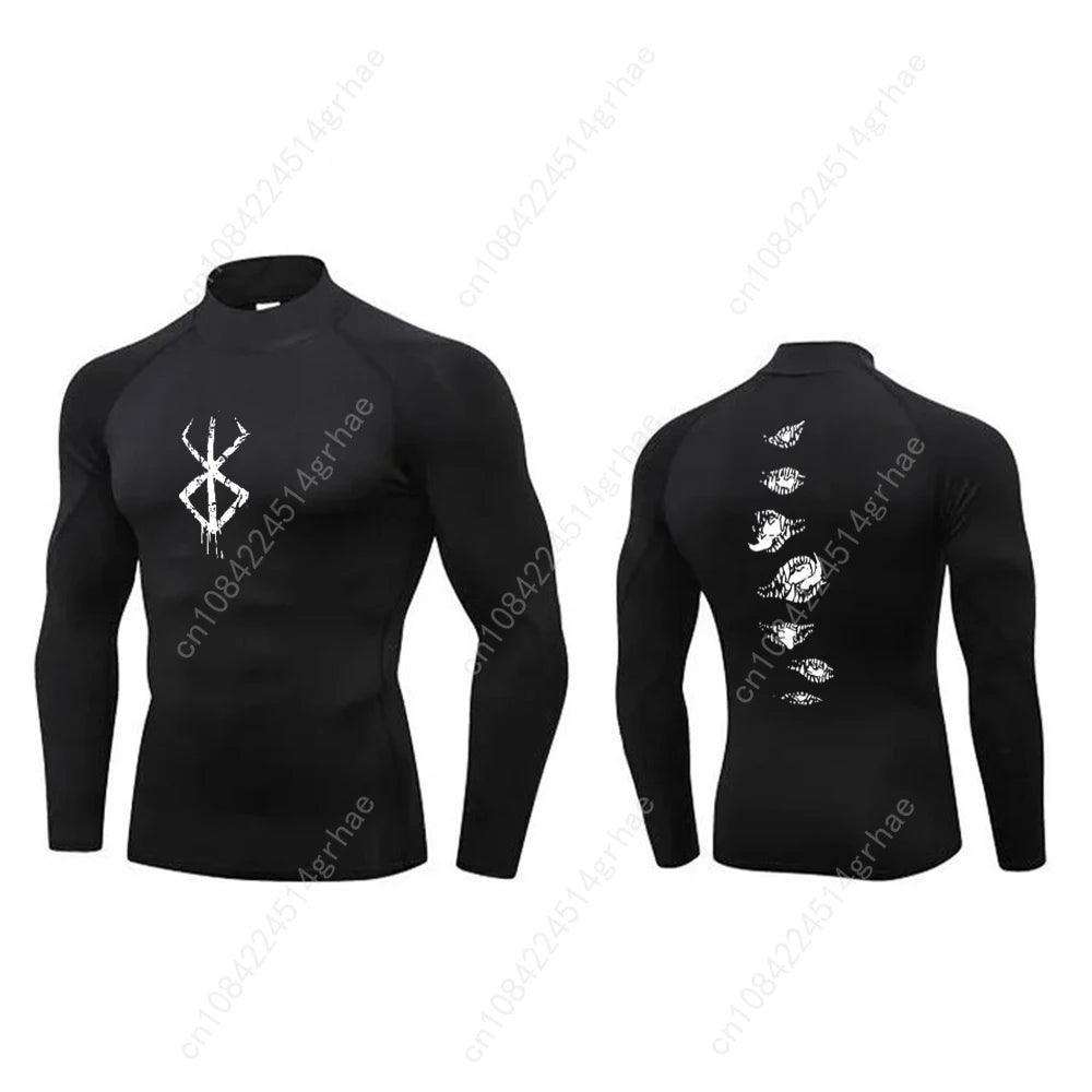 Anime Printed Men's Compression Turtleneck Shirt