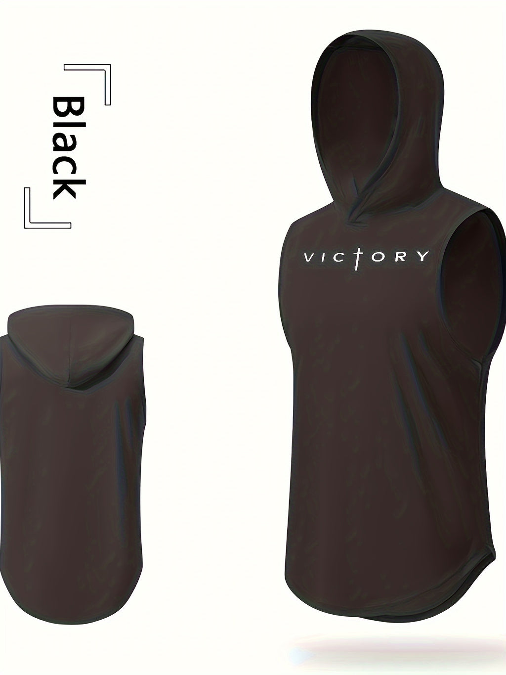 Men'S "Victory" Print Athletic Tank Top - Sleeveless, Breathable & Moisture-Wicking Hooded Vest for Gym, Cycling, Outdoor Sports, Basketball & More - Light Gray, Gym Wear | Hooded Vest | Moisturewicking Fabri