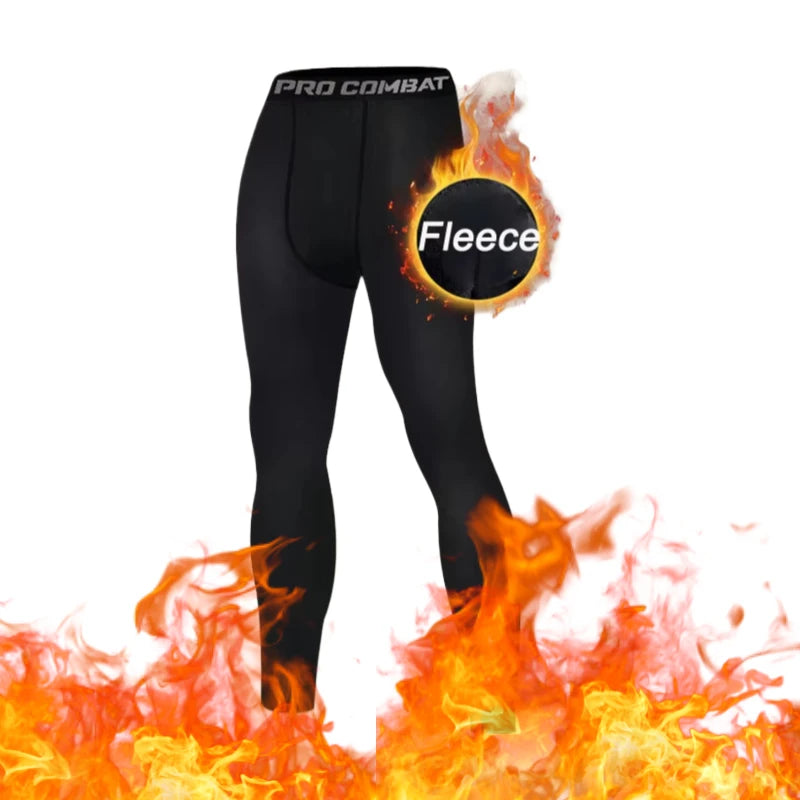 Men's Warm Compression Leggings – Fleece Running Tights