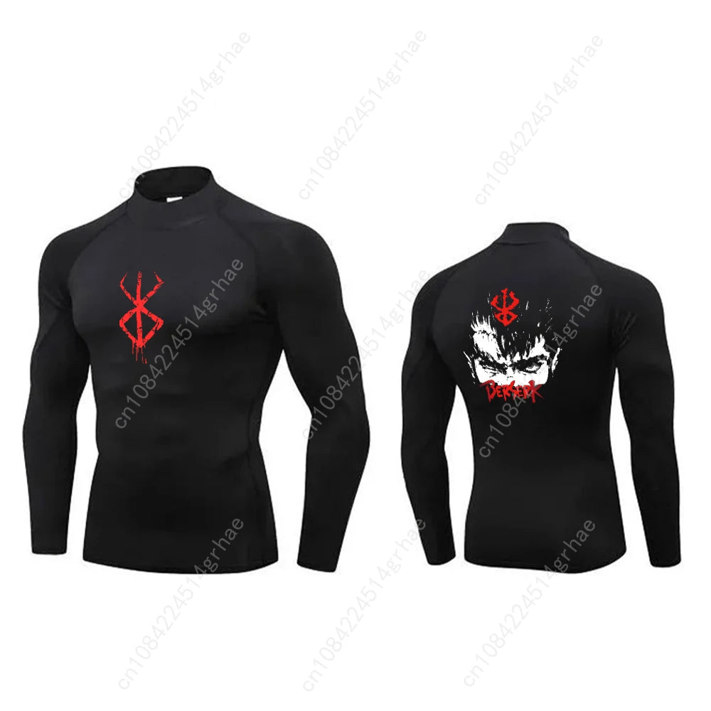Anime Printed Men's Compression Turtleneck Shirt