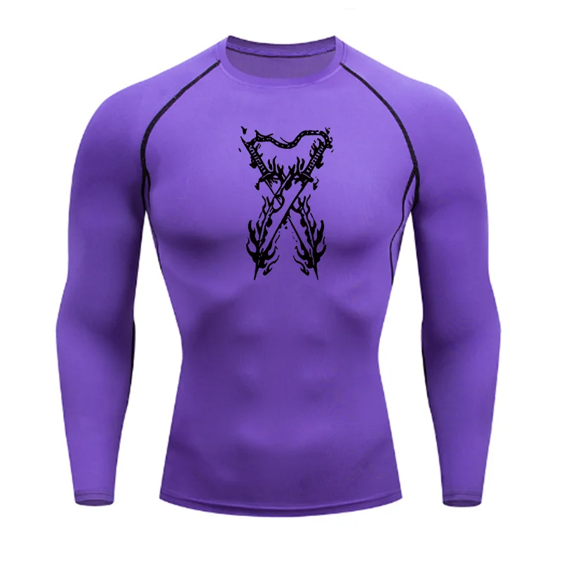 Graphic Compression Shirts for Men Athletic Quick Dry Stretch Tshirts Tops Gym Workout Running Baselayers Undershirts Rash Guard