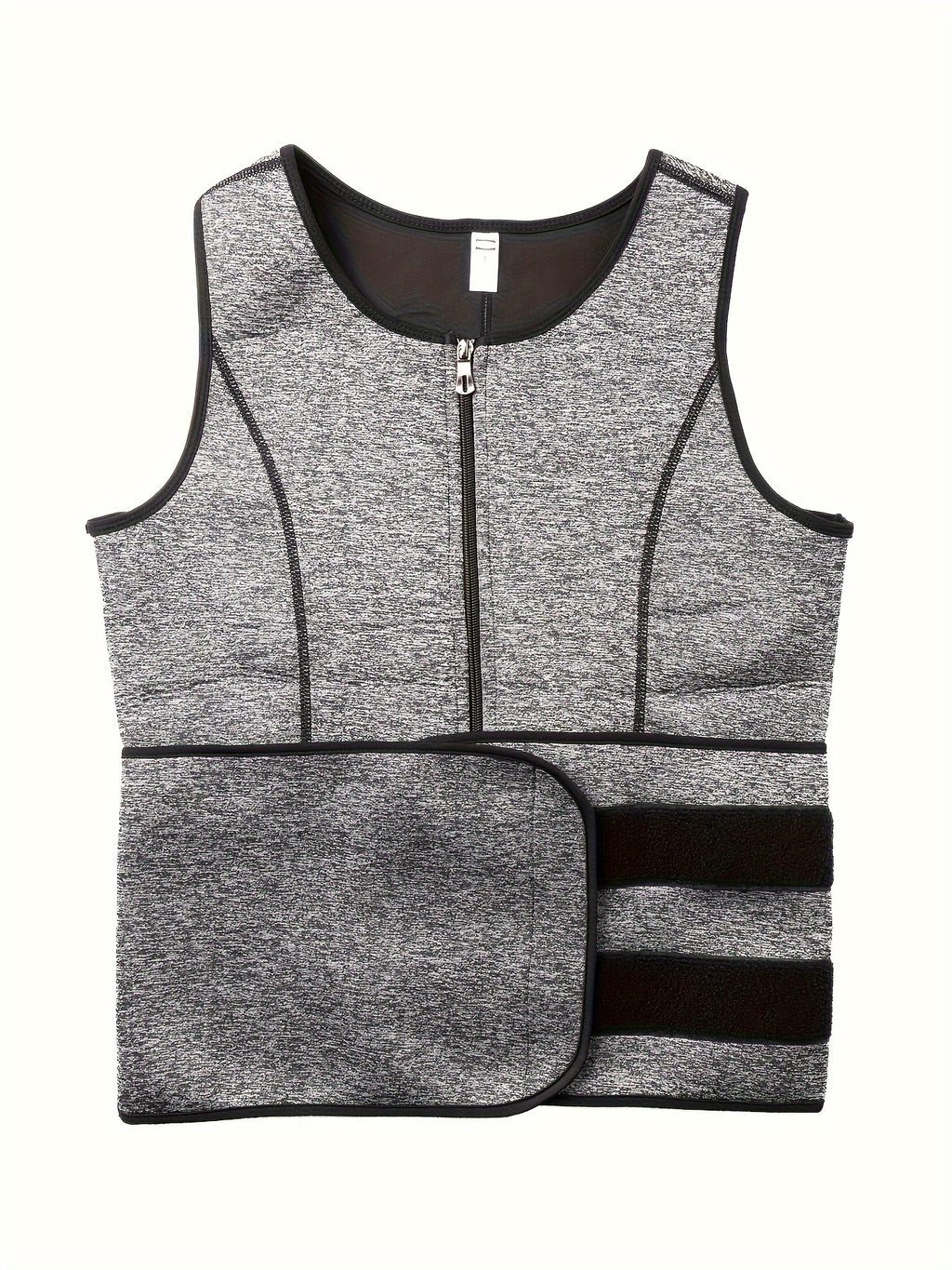 Slim Athletic Mid Stretch Compression Vest - Men's Zip Up Waist Trainer Body Shaper Tank Top For Workout Fitness Gym