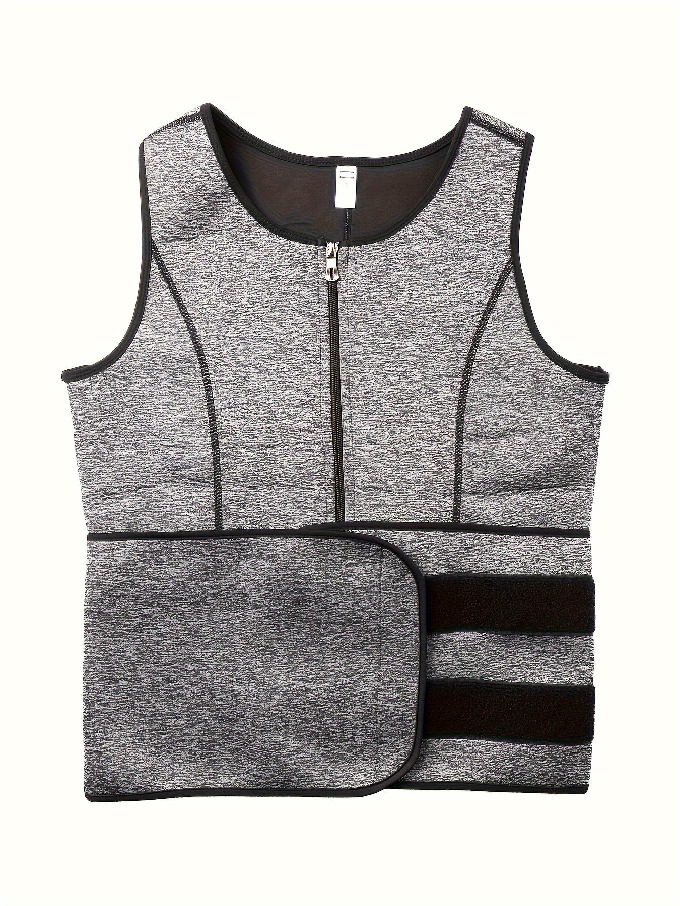 Slim Athletic Mid Stretch Compression Vest - Men's Zip Up Waist Trainer Body Shaper Tank Top For Workout Fitness Gym