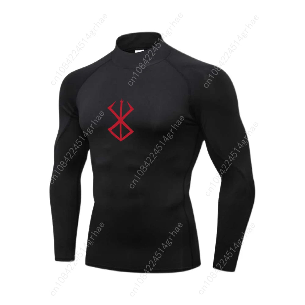 Anime Printed Men's Compression Turtleneck Shirt