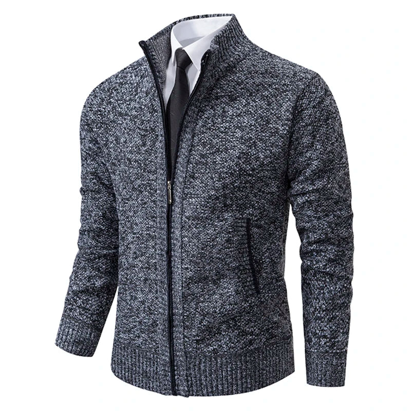 Men's Fleece Warm Zipper Cardigan – Stand Collar Sports Coat