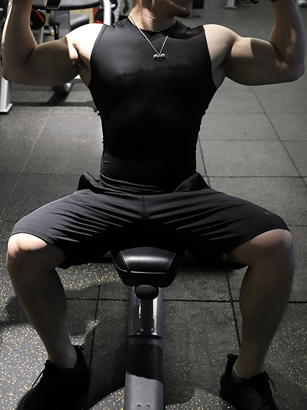 Men's Sleeveless Tank Top, Basic Solid Compression Fit Vest, Athletic Workout Muscle Gym Tops, Breathable Quick-Dry Tops