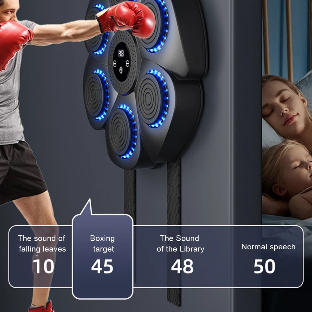 Music Boxing Machine Smart Bluetooth-Compatible Boxing Machine Wall Mounted Workout Boxing Target Machine RGB Light for Home Gym