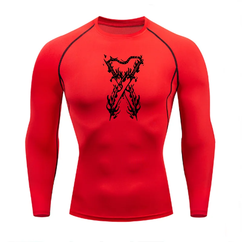 Graphic Compression Shirts for Men Athletic Quick Dry Stretch Tshirts Tops Gym Workout Running Baselayers Undershirts Rash Guard