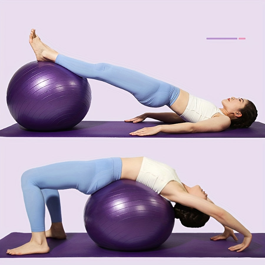 Thick Inflatable PVC Yoga Ball - 1pc Fitness Ball for Home & Gym Use