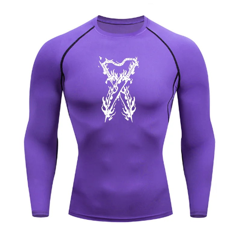 Graphic Compression Shirts for Men Athletic Quick Dry Stretch Tshirts Tops Gym Workout Running Baselayers Undershirts Rash Guard
