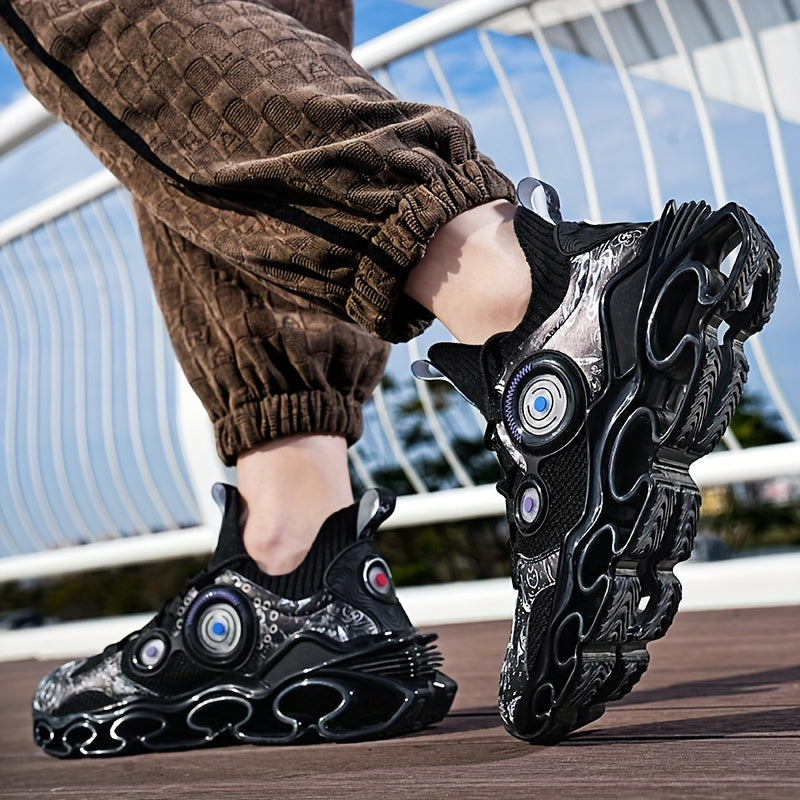 Men's Trendy Breathable Shock-Absorbing Blade Sneakers For Jogging Tennis Gym, Spring And Summer