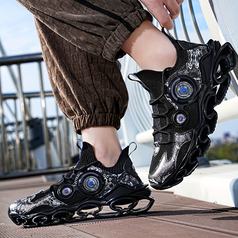 Men's Trendy Breathable Shock-Absorbing Blade Sneakers For Jogging Tennis Gym, Spring And Summer