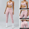 Women's Color Block Yoga Set – Sports Bra & High Waist Shorts