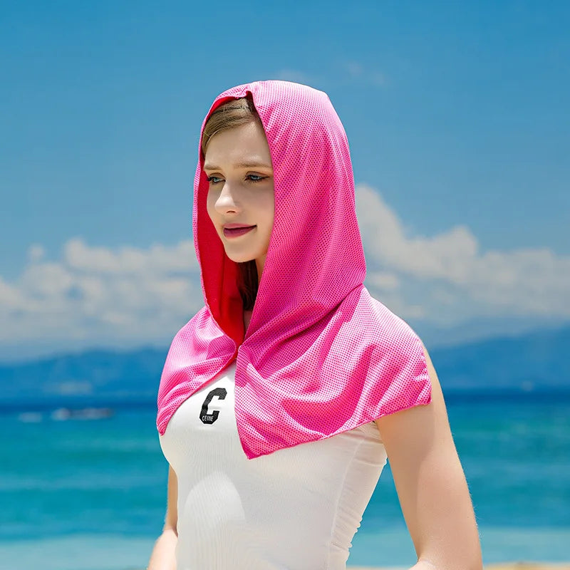 Cooling Hoodie Towel - UV Protection, Quick Drying, Perfect for Sports, Camping, Workouts, Cycling, Golf, Running, Hiking, and F