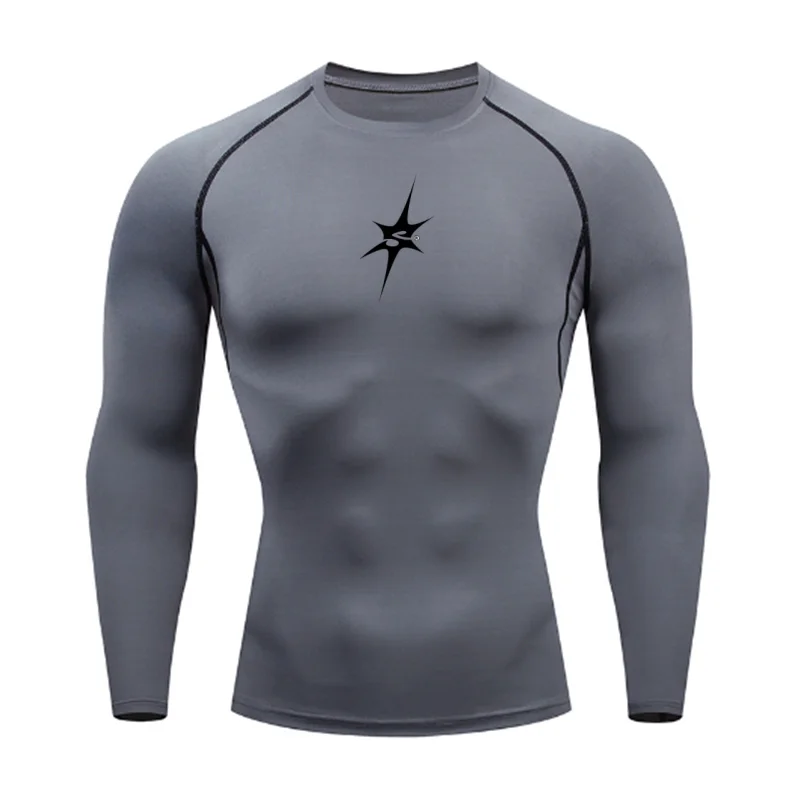 Men's Compression Running T-Shirt Long Sleeve Tight Fitting Fitness Sportswear Training Jogging Top Gym Dry Rashguard