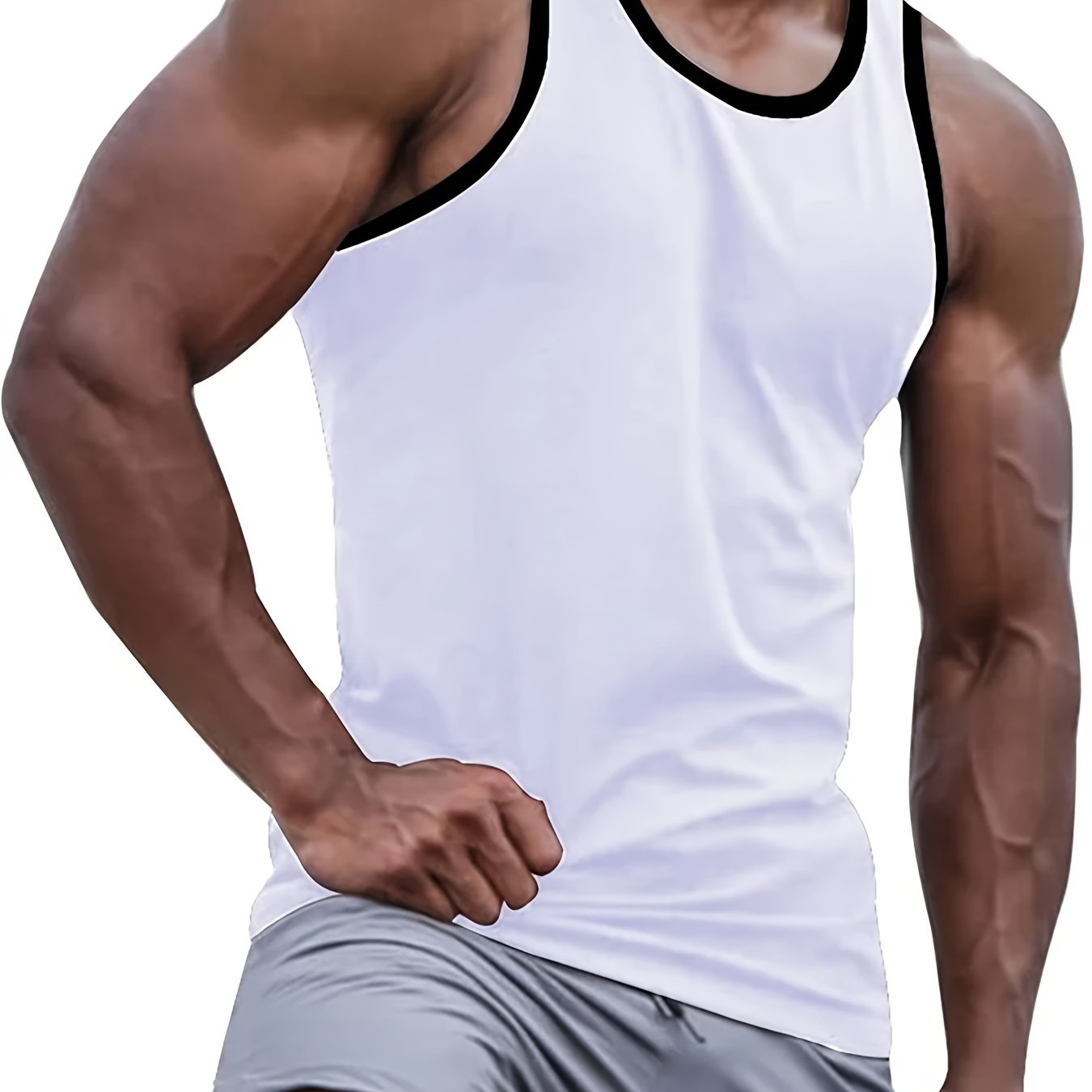 Men's Premium Sleeveless Round Neck Tank Top - Ultra-Lightweight, Breathable, Moisture-Wicking, Quick-Drying Active Undershirt for Summer Gym Fitness, Running, Jogging, Cycling, Yoga, Training, and Outdoor Activities - Perfec