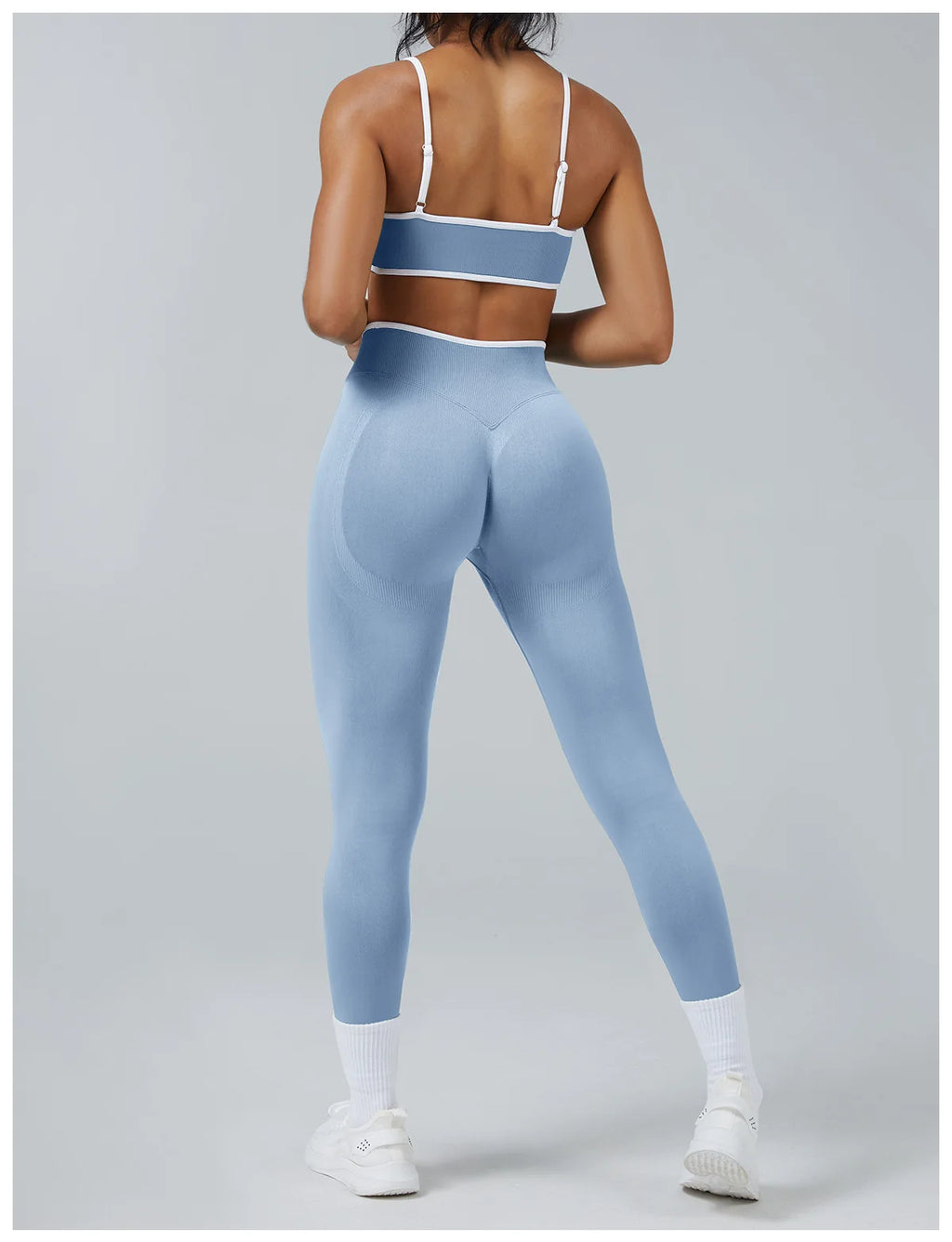 Women's Color Block Yoga Set – Sports Bra & High Waist Shorts