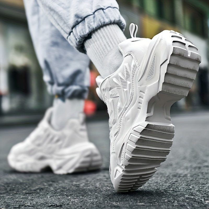 Men's Breathable Running Shoes, Lightweight Sneakers with Cushioned TPU Sole, Lace-Up Closure, Non-Slip Rubber Outsole, Gym Jogging Fitness Footwear, Striped Design, Comfortable Fit, All-Season for Fitness Enthusiasts