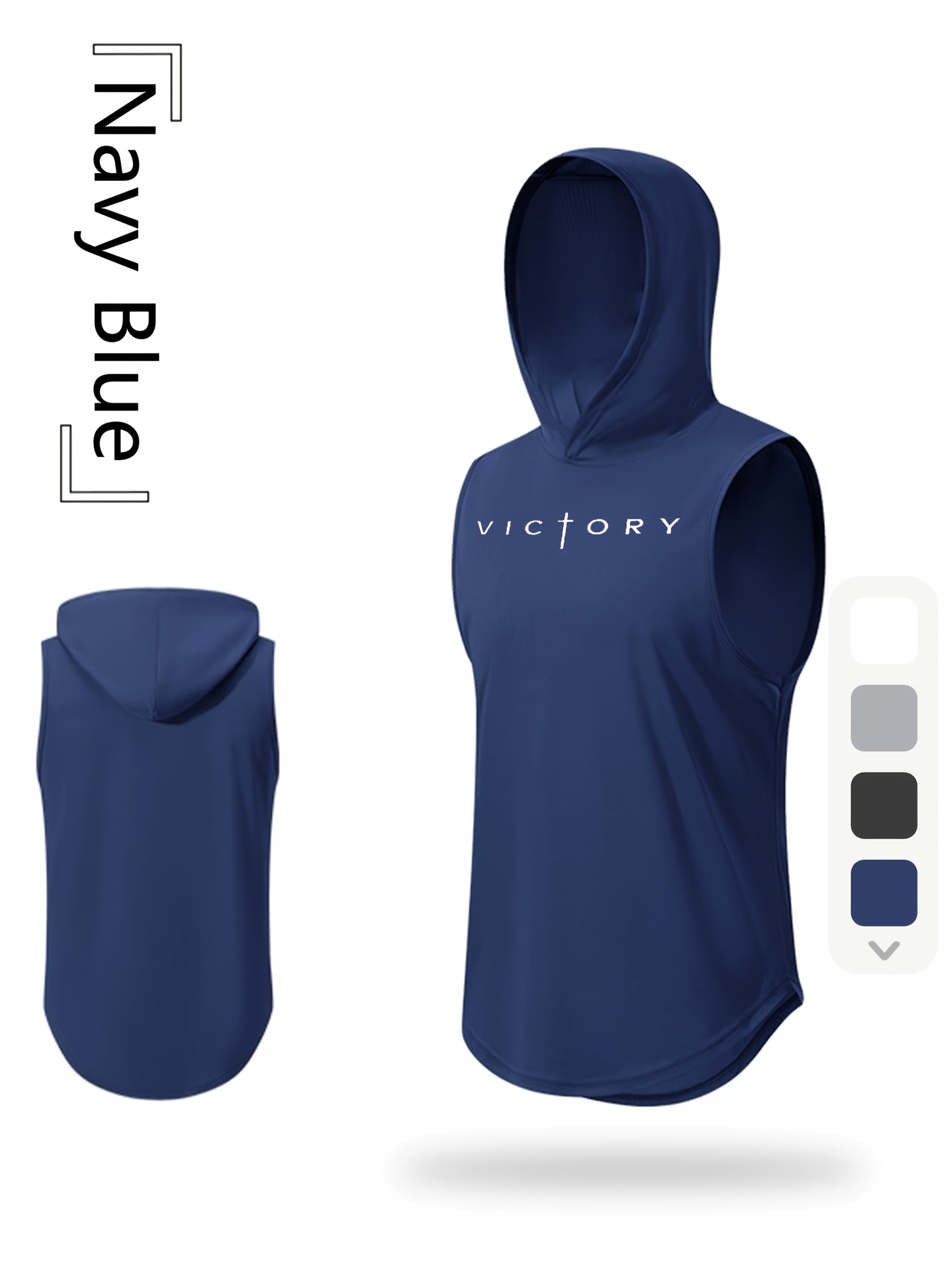 Men'S "Victory" Print Athletic Tank Top - Sleeveless, Breathable & Moisture-Wicking Hooded Vest for Gym, Cycling, Outdoor Sports, Basketball & More - Light Gray, Gym Wear | Hooded Vest | Moisturewicking Fabri