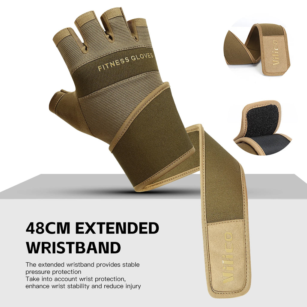 Half Finger Gym Gloves – Anti-Slip Weightlifting Gloves with Wrist Support