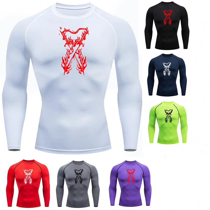 Graphic Compression Shirts for Men Athletic Quick Dry Stretch Tshirts Tops Gym Workout Running Baselayers Undershirts Rash Guard