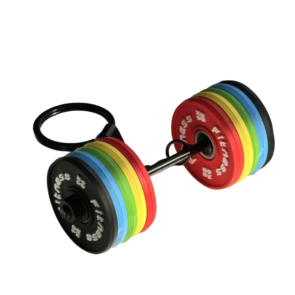 Novelty PVC Mini Barbell Keychain Barbell Sheet Exquisite Bag Pendant Fitness Equipment Accessories Gym Feedback Gift Girl