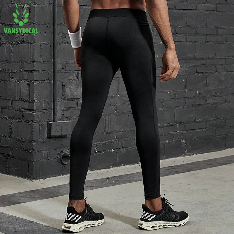 VANSYDICAL Men's Compression Pants – Reflective Striped Basketball Leggings