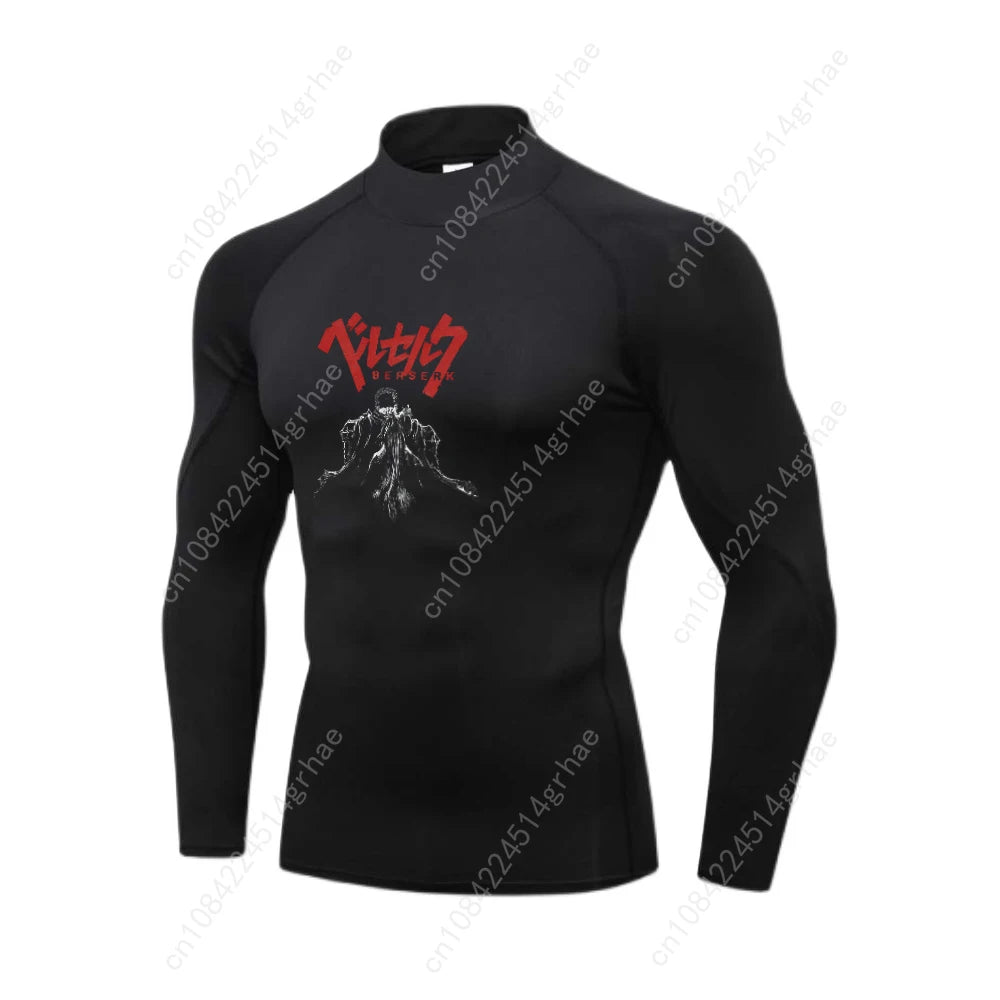 Anime Printed Men's Compression Turtleneck Shirt