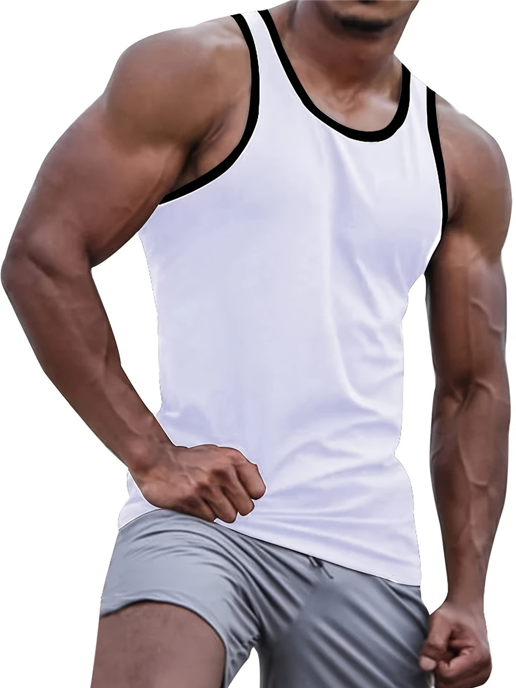 Men's Premium Sleeveless Round Neck Tank Top - Ultra-Lightweight, Breathable, Moisture-Wicking, Quick-Drying Active Undershirt for Summer Gym Fitness, Running, Jogging, Cycling, Yoga, Training, and Outdoor Activities - Perfec