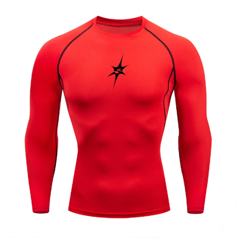 Men's Compression Running T-Shirt Long Sleeve Tight Fitting Fitness Sportswear Training Jogging Top Gym Dry Rashguard