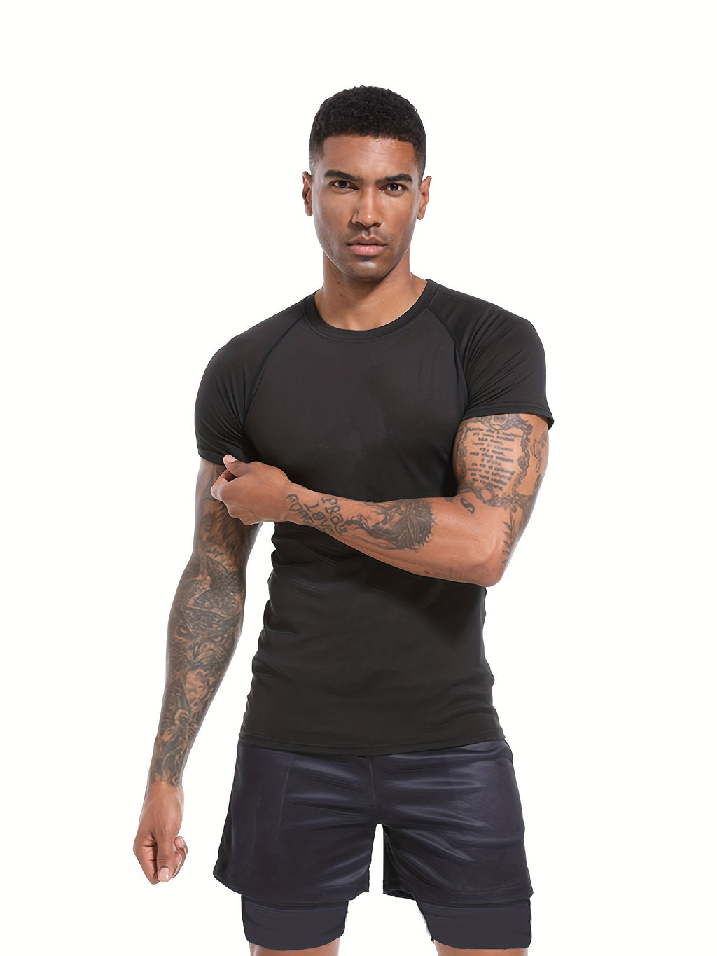 Ultra-Soft ComfyFit T-Shirt - Quick-Drying, Highly Stretchy, Sweat-Absorbing, Breathable, and Moisture-Wicking for Men's Summer Outdoor Fitness Activities and Sports - Ideal for Gym, Running, Cycling, and Hiking