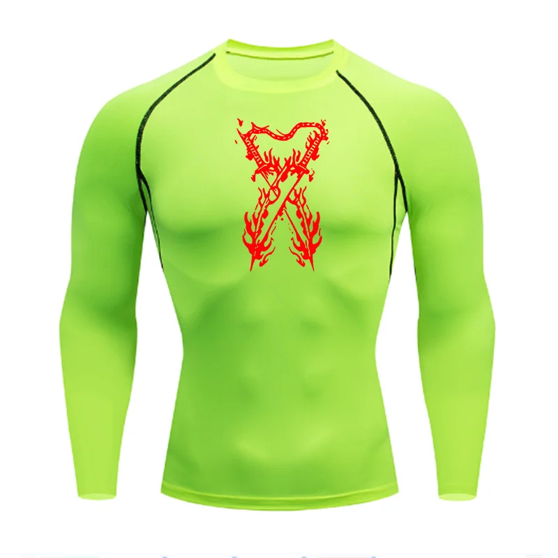 Graphic Compression Shirts for Men Athletic Quick Dry Stretch Tshirts Tops Gym Workout Running Baselayers Undershirts Rash Guard