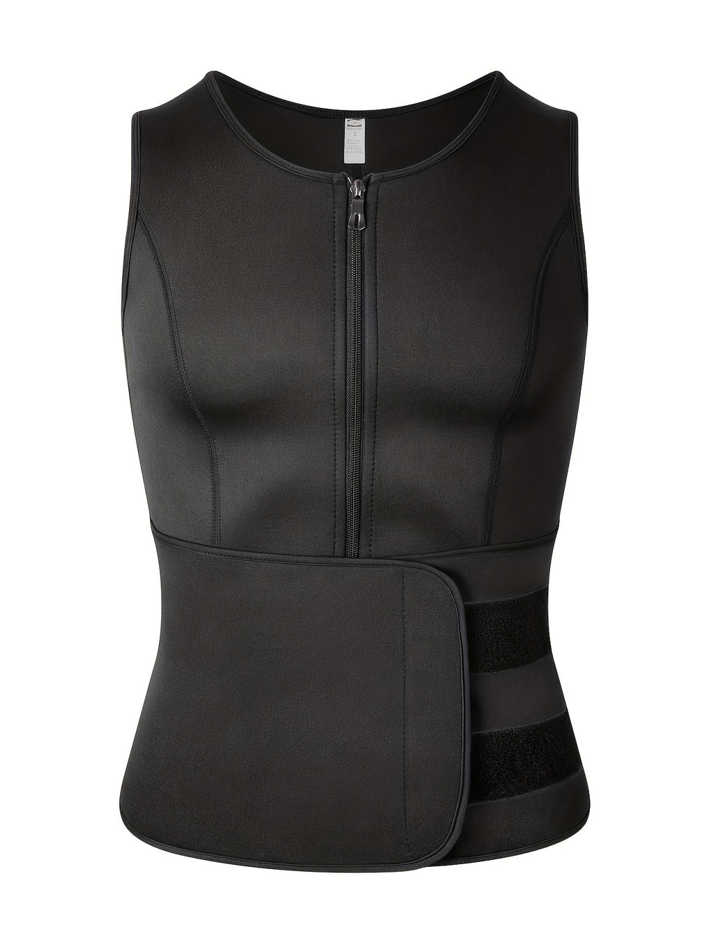 Slim Athletic Mid Stretch Compression Vest - Men's Zip Up Waist Trainer Body Shaper Tank Top For Workout Fitness Gym