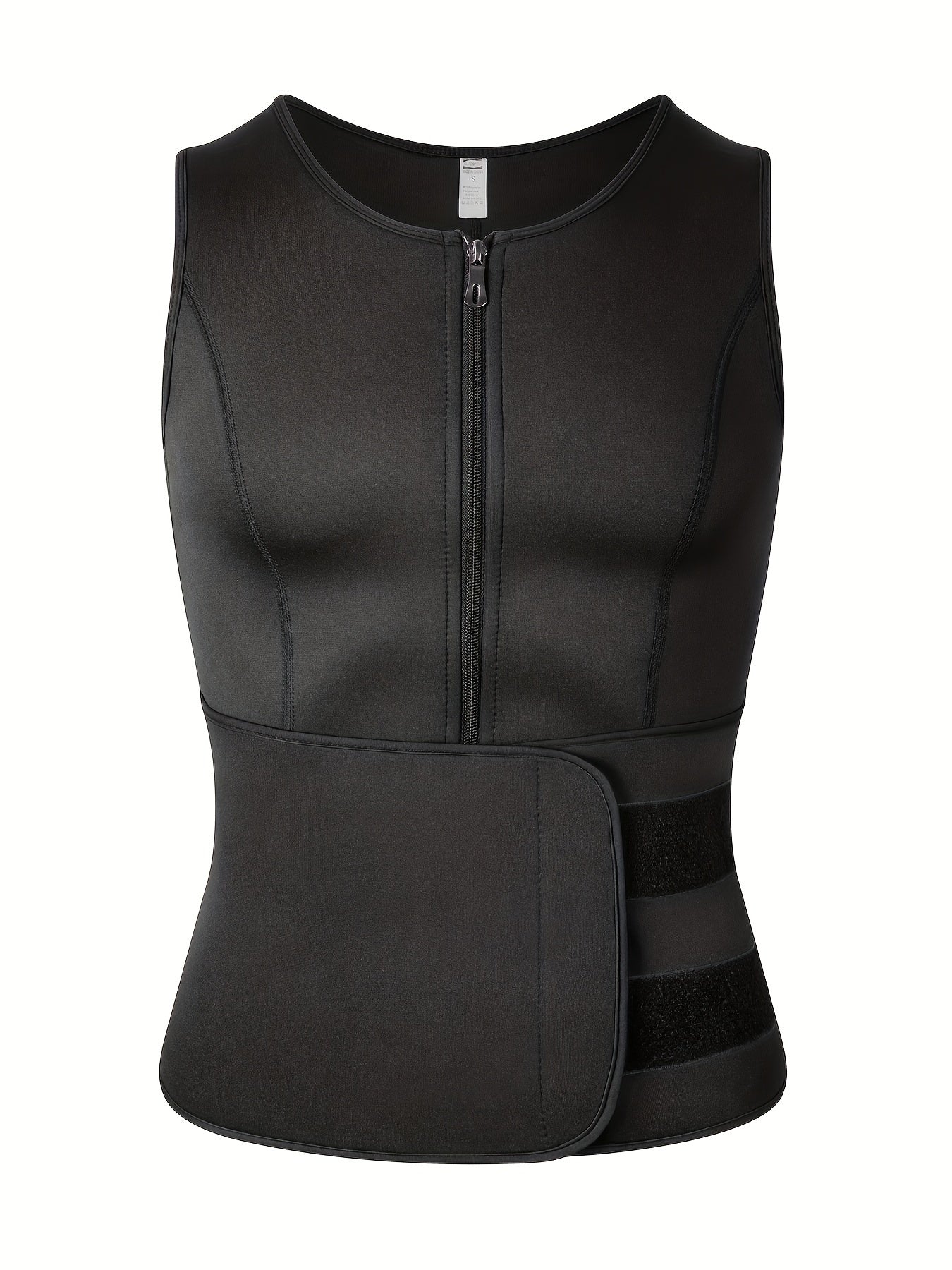 Slim Athletic Mid Stretch Compression Vest - Men's Zip Up Waist Trainer Body Shaper Tank Top For Workout Fitness Gym