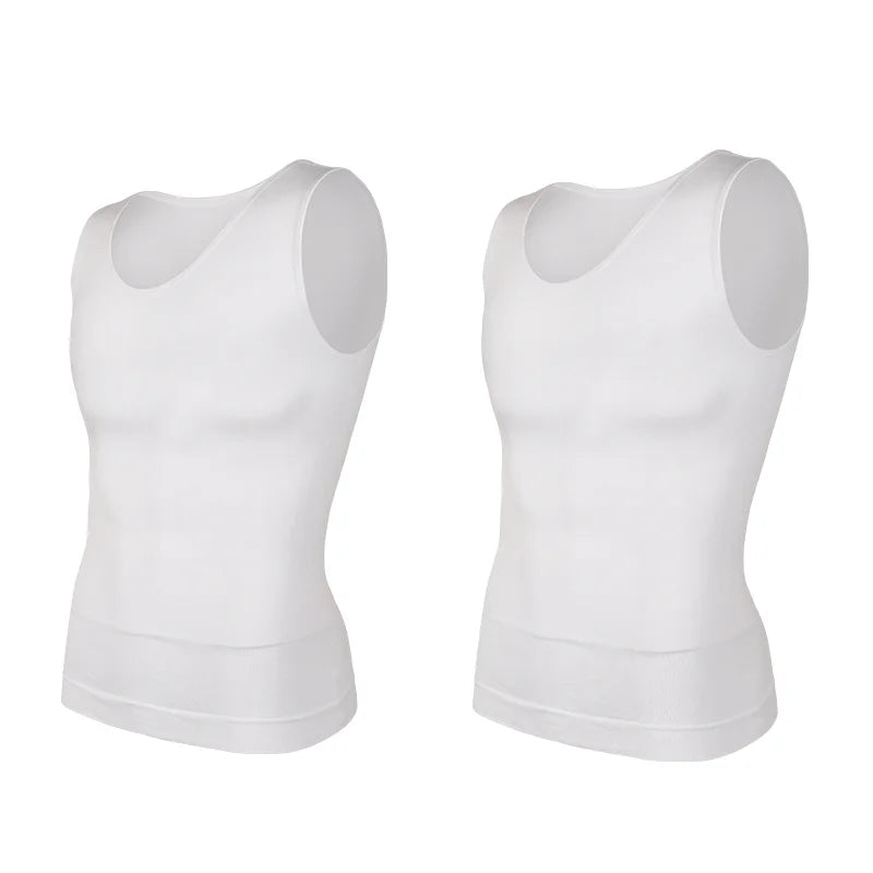 Compression Shirts Men Tummy Control Shapewear Compression Shirt Flat Belly Abdomen Slim Vest Waist Trainer Fitness Workout