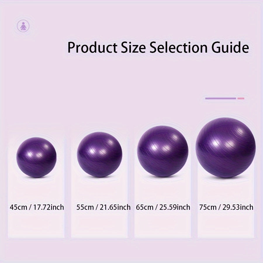 Thick Inflatable PVC Yoga Ball - 1pc Fitness Ball for Home & Gym Use