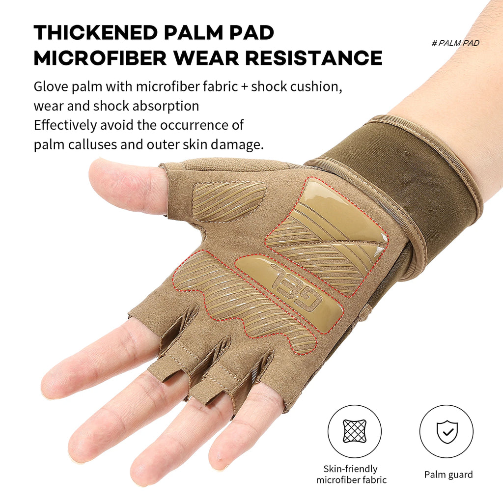 Half Finger Gym Gloves – Anti-Slip Weightlifting Gloves with Wrist Support