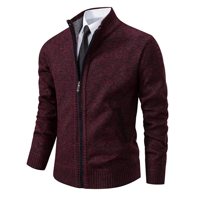 Men's Fleece Warm Zipper Cardigan – Stand Collar Sports Coat