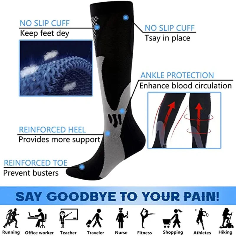 Compression Socks for Preventing Varicose Veins Pain Care Long Socks for Sports Anti Fatigue Compression Socks