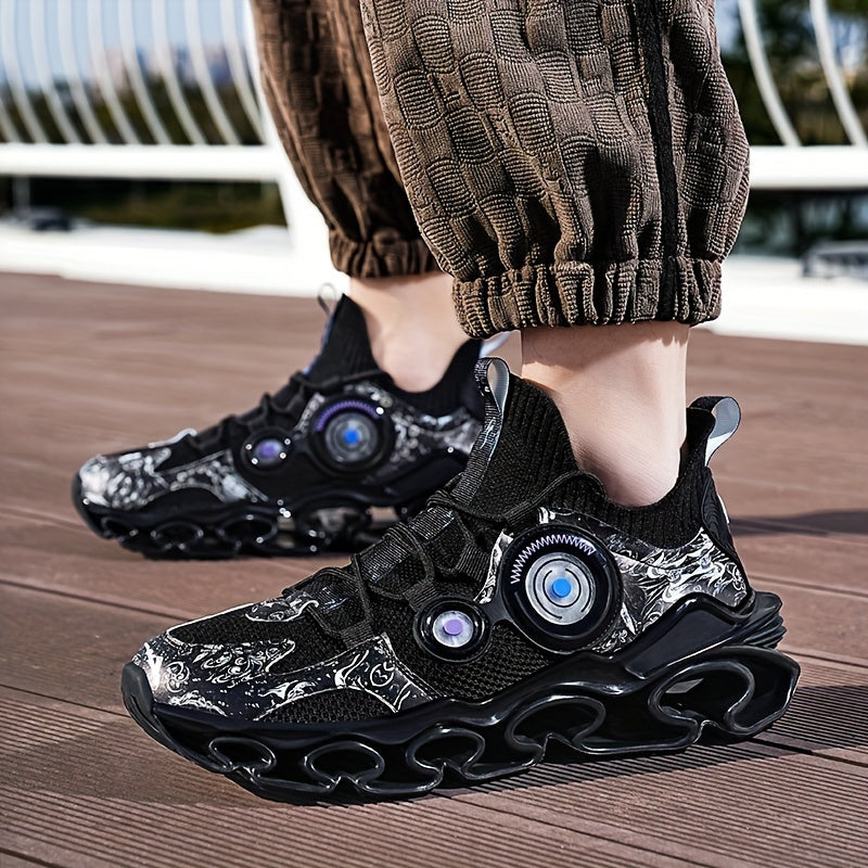 Men's Trendy Breathable Shock-Absorbing Blade Sneakers For Jogging Tennis Gym, Spring And Summer