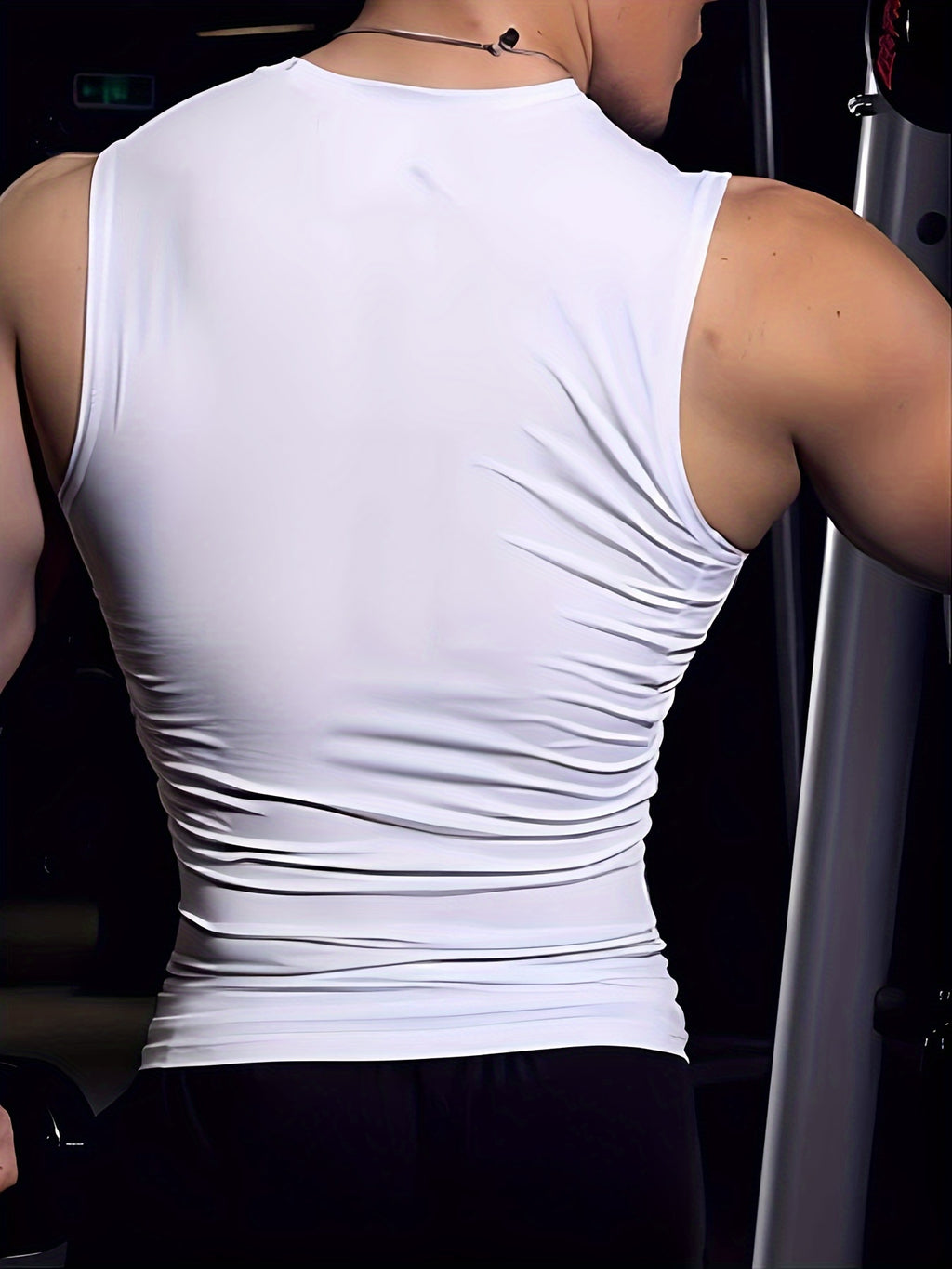 Men's Sleeveless Tank Top, Basic Solid Compression Fit Vest, Athletic Workout Muscle Gym Tops, Breathable Quick-Dry Tops