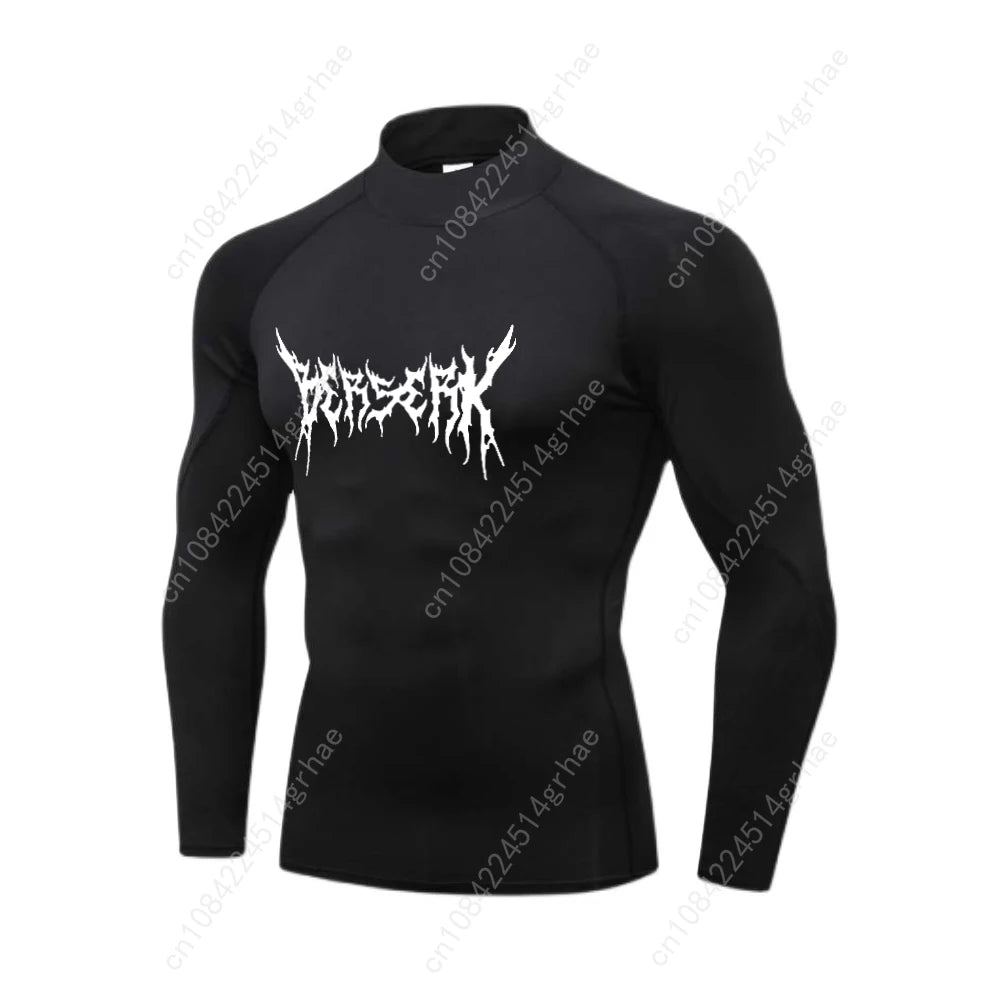 Anime Printed Men's Compression Turtleneck Shirt
