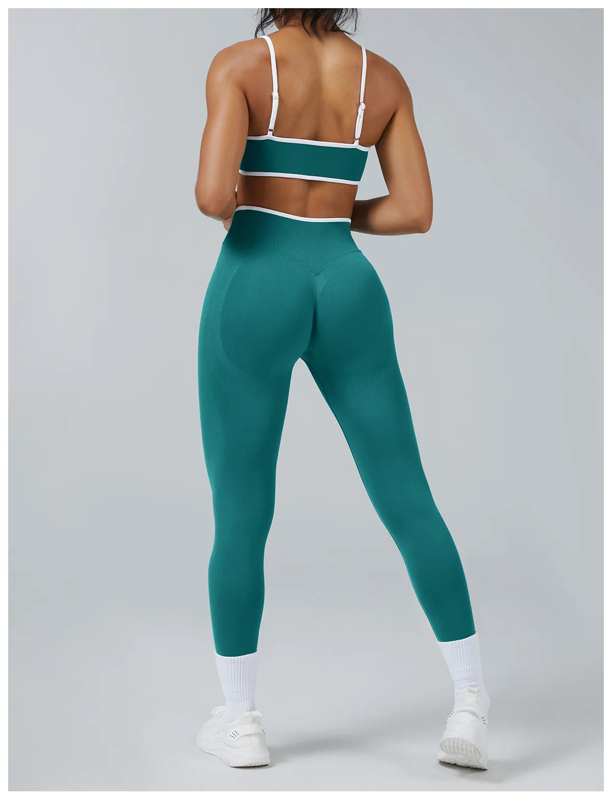 Women's Color Block Yoga Set – Sports Bra & High Waist Shorts